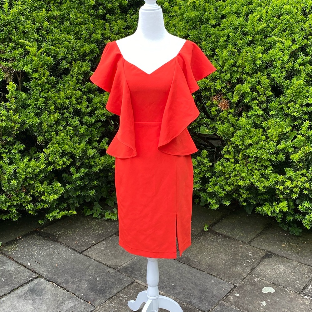 Gorgeous Red Ruffle Peplum Dress**Small $345 - Picture 2 of 9